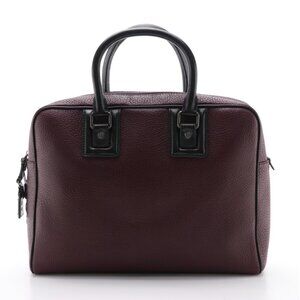 AUTH DOLCE GABBANA Plum Purple Grained Leather Briefcase Bag Like New